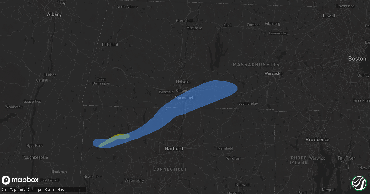 Hail map in Springfield, MA on April 21, 2021