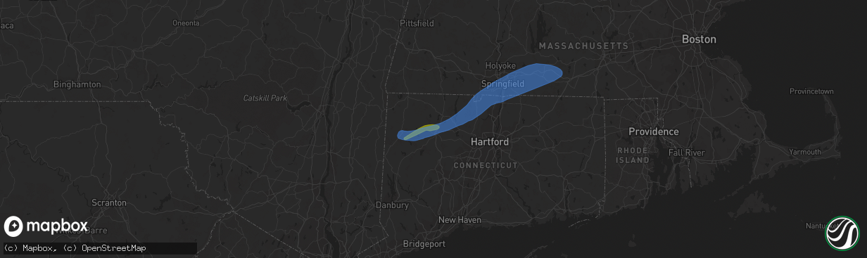 Hail map in Torrington, CT on April 21, 2021