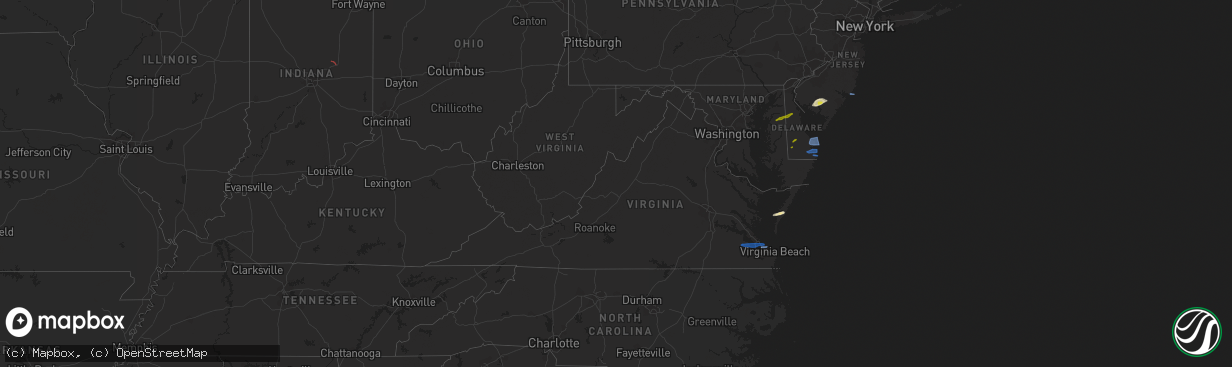 Hail map in Virginia on April 21, 2021