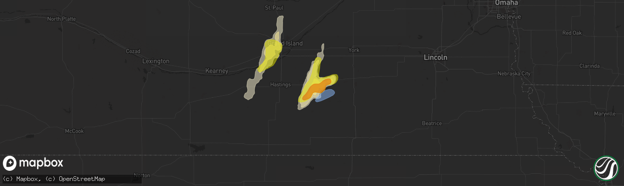 Hail map in Clay Center, NE on April 21, 2022