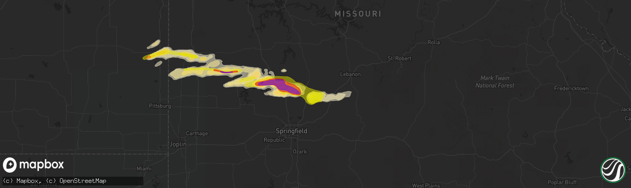 Hail map in Elkland, MO on April 21, 2022