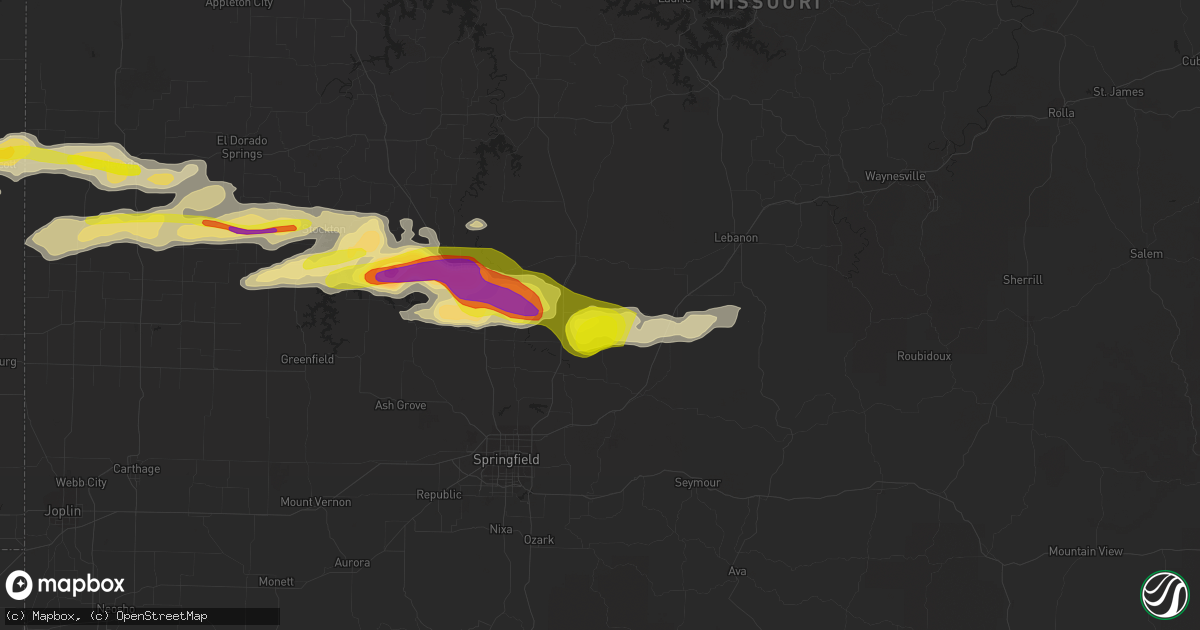 Hail map in Elkland, MO on April 21, 2022