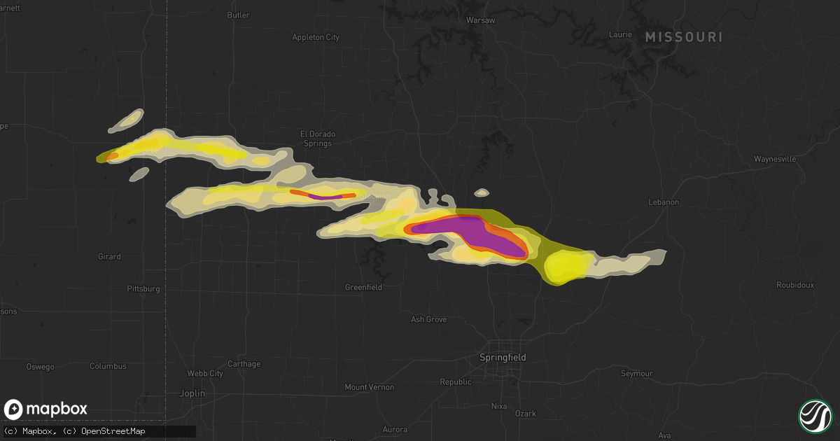 Hail map in Fair Play, MO on April 21, 2022