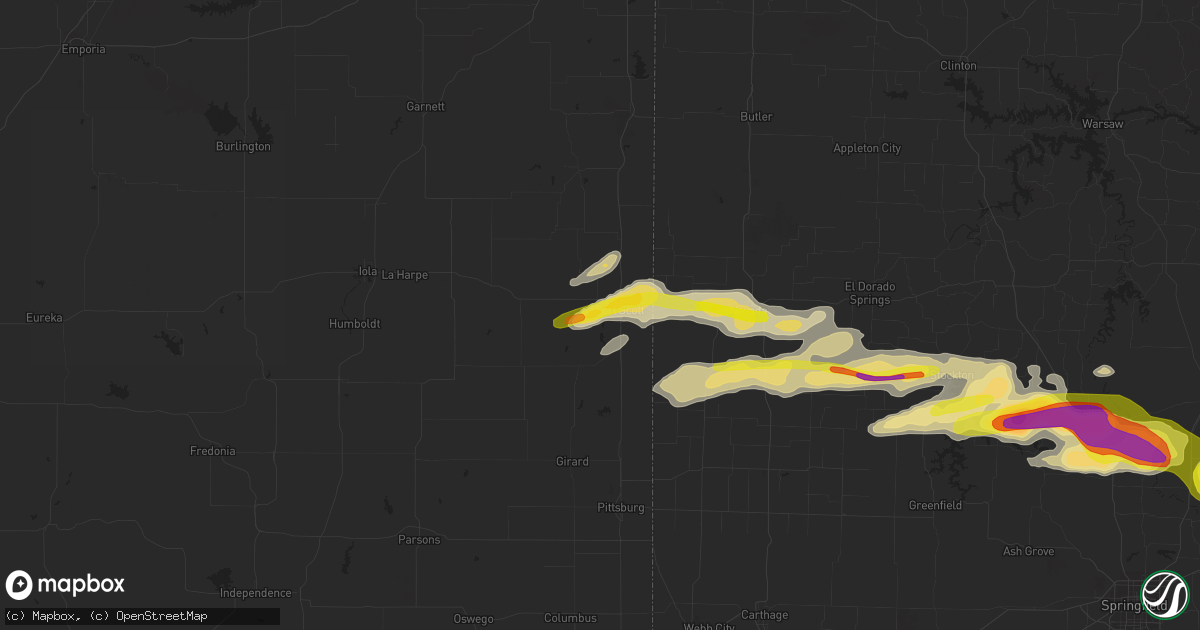 Hail map in Fort Scott, KS on April 21, 2022