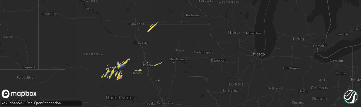 Hail map in Iowa on April 21, 2022