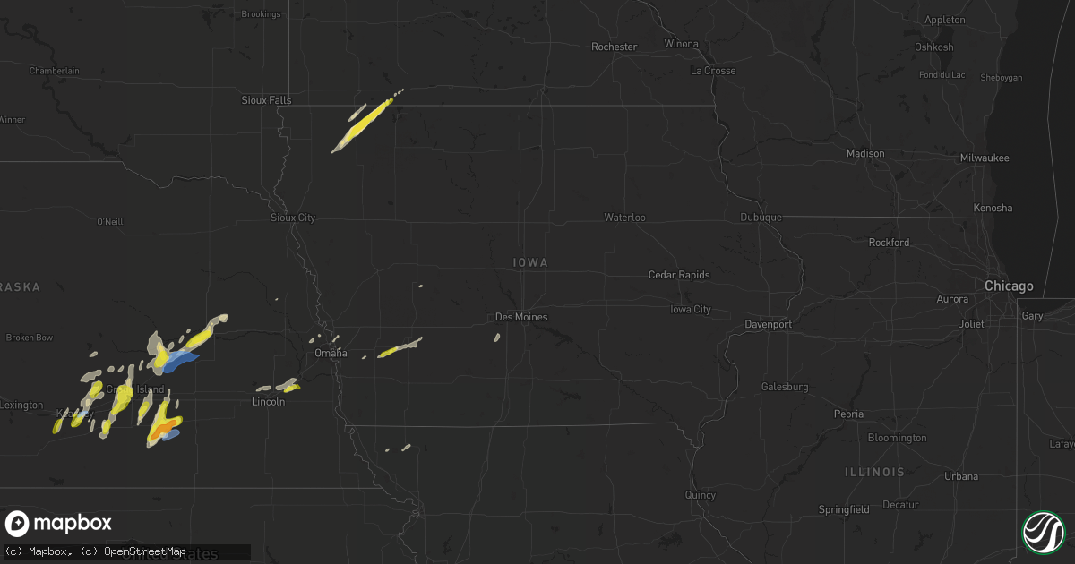 Hail map in Iowa on April 21, 2022