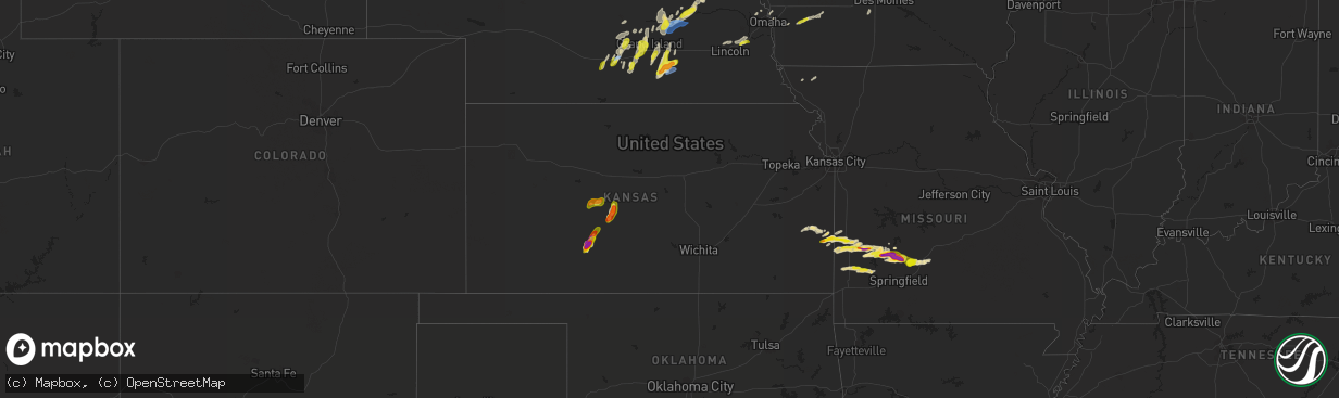 Hail map in Kansas on April 21, 2022