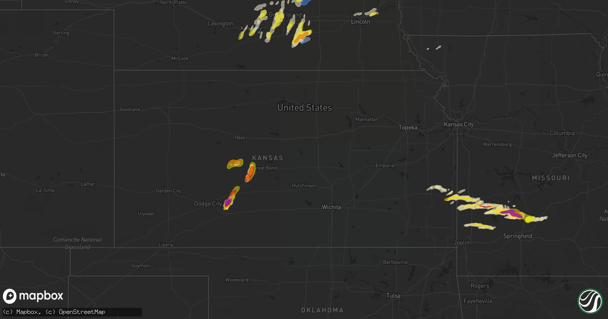 Hail map in Kansas on April 21, 2022