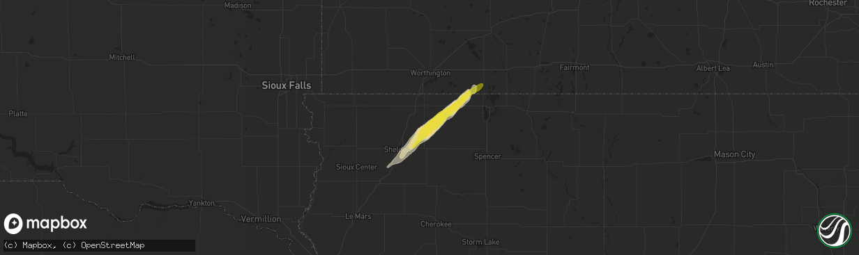 Hail map in Melvin, IA on April 21, 2022