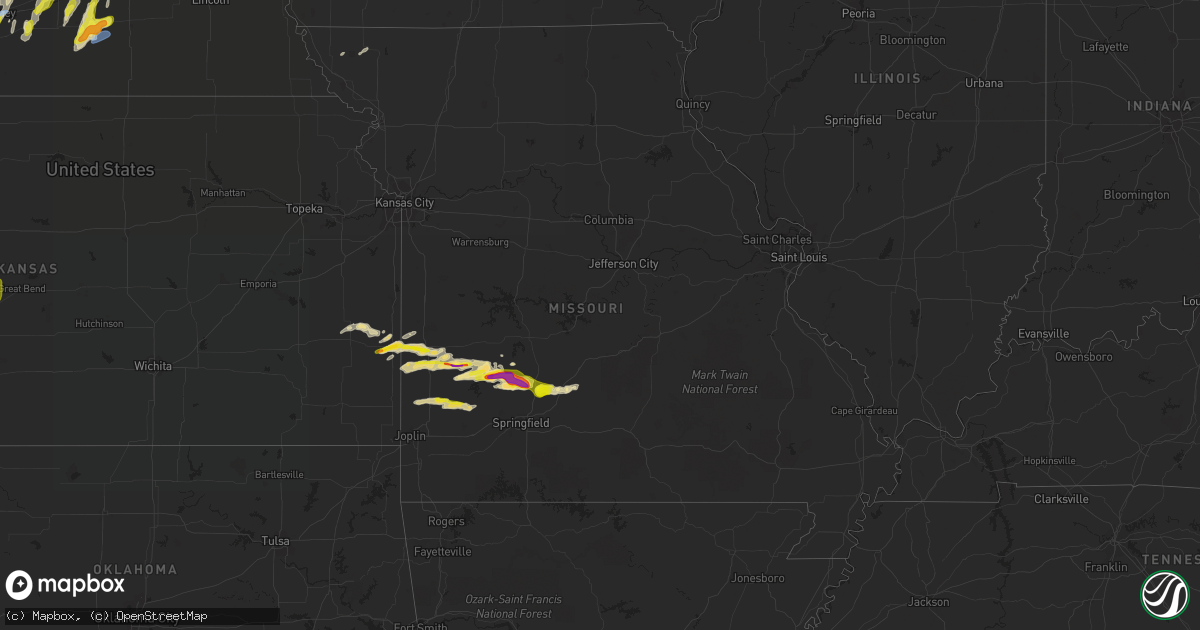 Hail map in Missouri on April 21, 2022