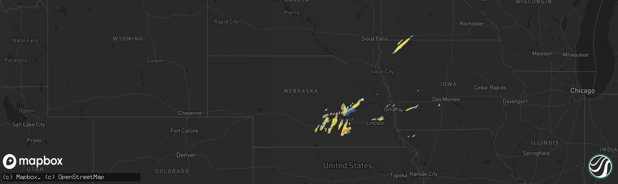 Hail map in Nebraska on April 21, 2022