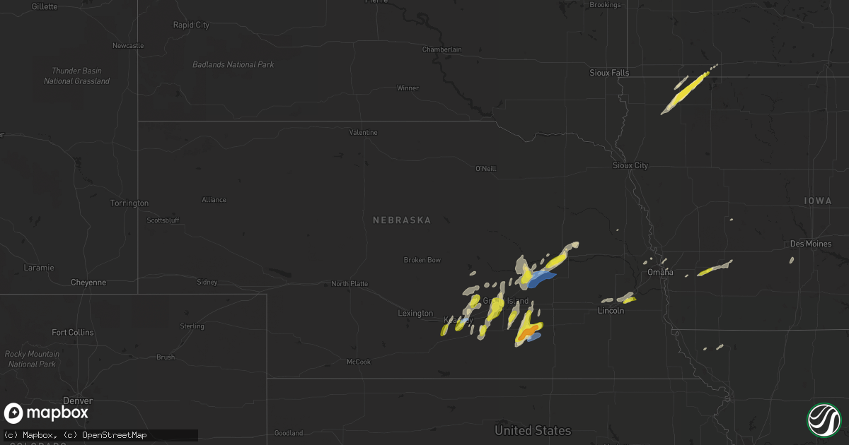 Hail map in Nebraska on April 21, 2022