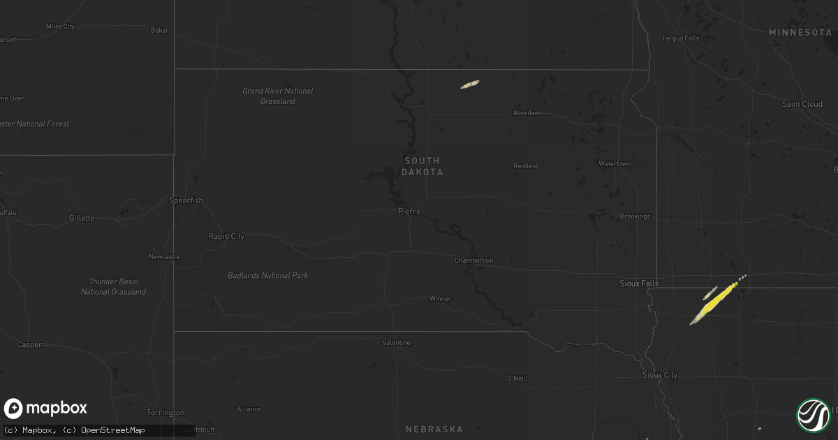 Hail map in South Dakota on April 21, 2022