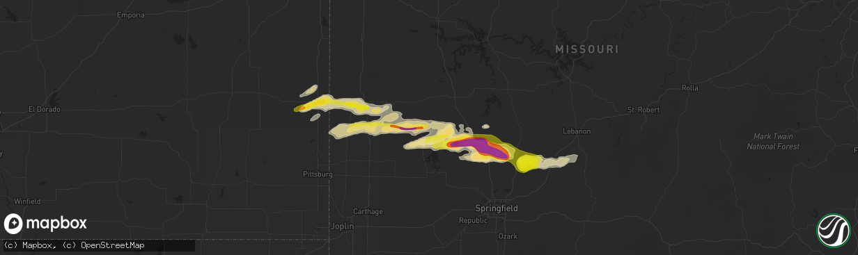 Hail map in Stockton, MO on April 21, 2022