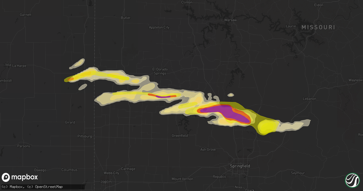 Hail map in Stockton, MO on April 21, 2022