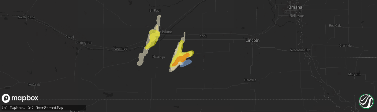 Hail map in Sutton, NE on April 21, 2022