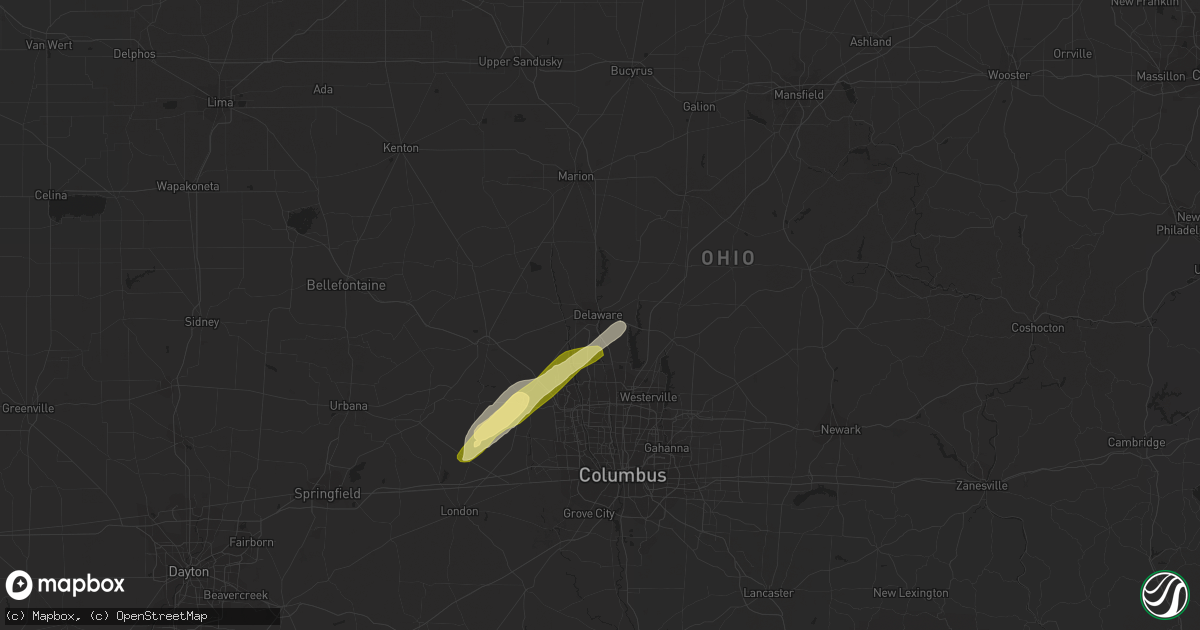 Hail map in Delaware, OH on April 21, 2023