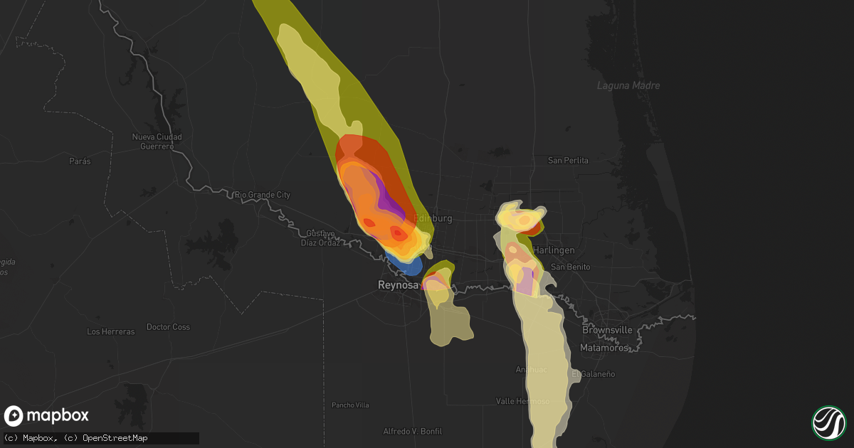 Hail map in Edinburg, TX on April 21, 2023
