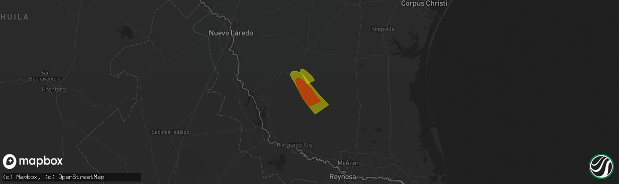 Hail map in Guerra, TX on April 21, 2023
