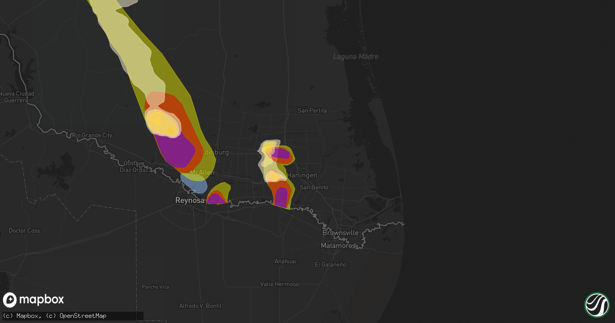 Hail map in Harlingen, TX on April 21, 2023