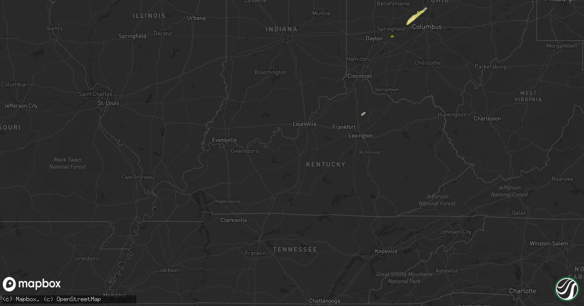 Hail map in Kentucky on April 21, 2023