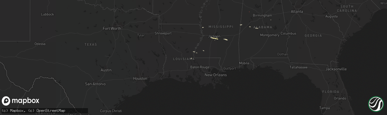 Hail map in Louisiana on April 21, 2023