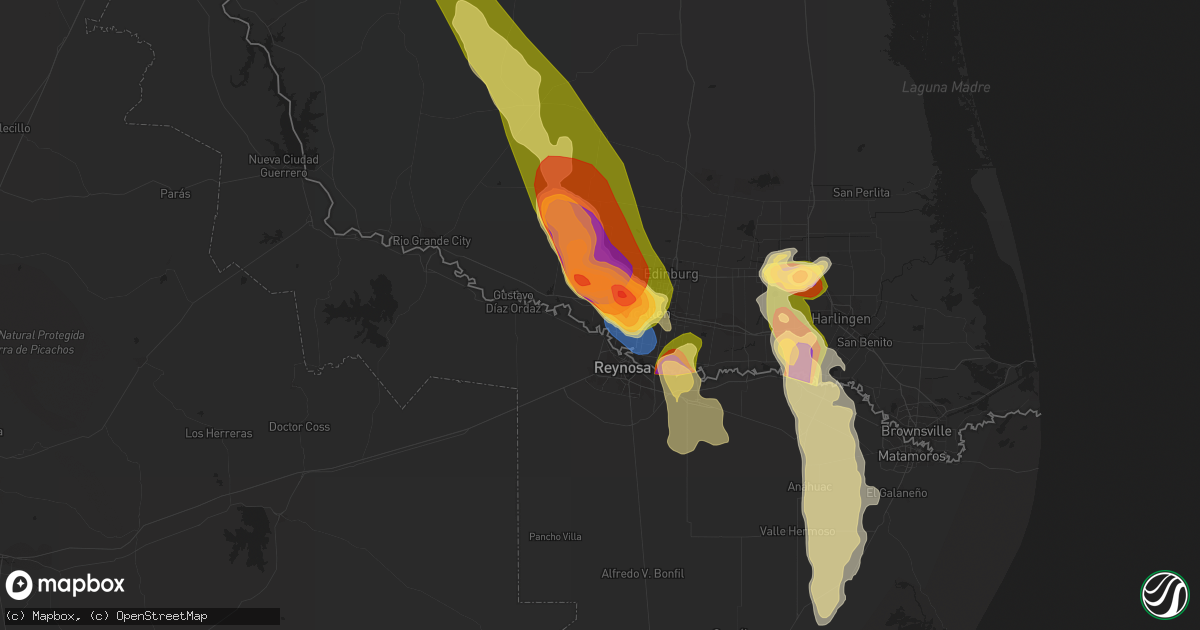 Hail map in Mission, TX on April 21, 2023