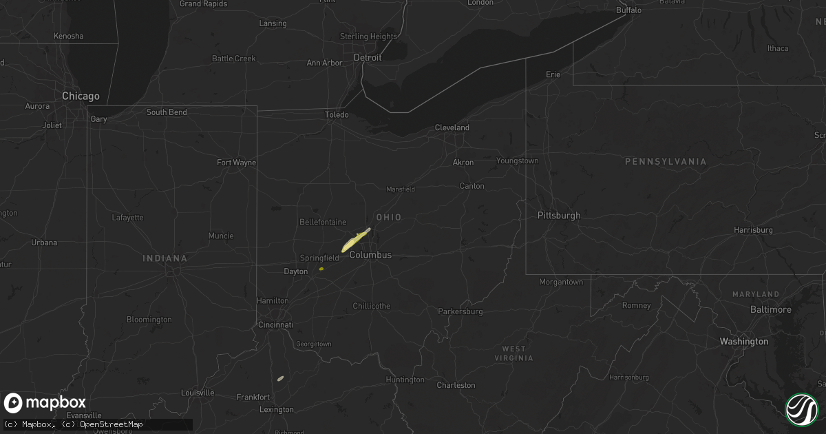 Hail map in Ohio on April 21, 2023