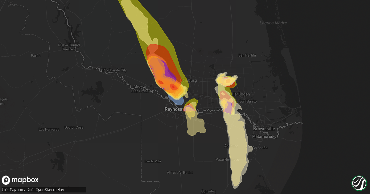 Hail map in Pharr, TX on April 21, 2023