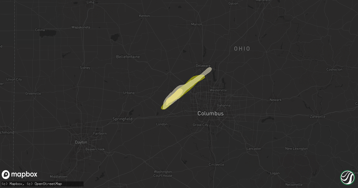 Hail map in Plain City, OH on April 21, 2023