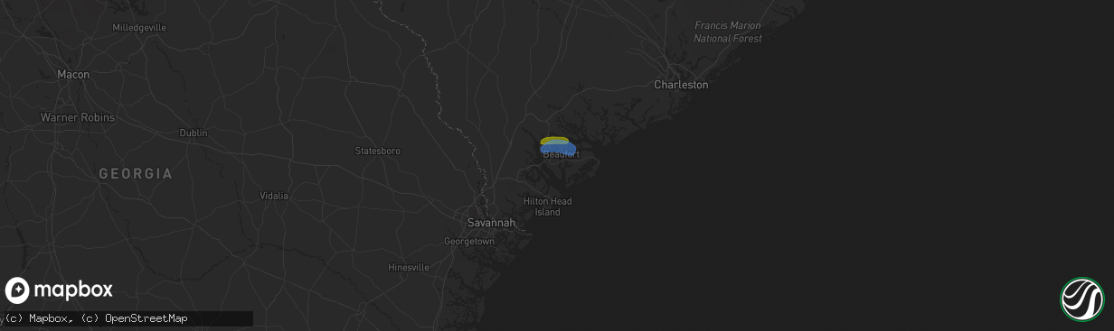 Hail map in Beaufort, SC on April 21, 2024