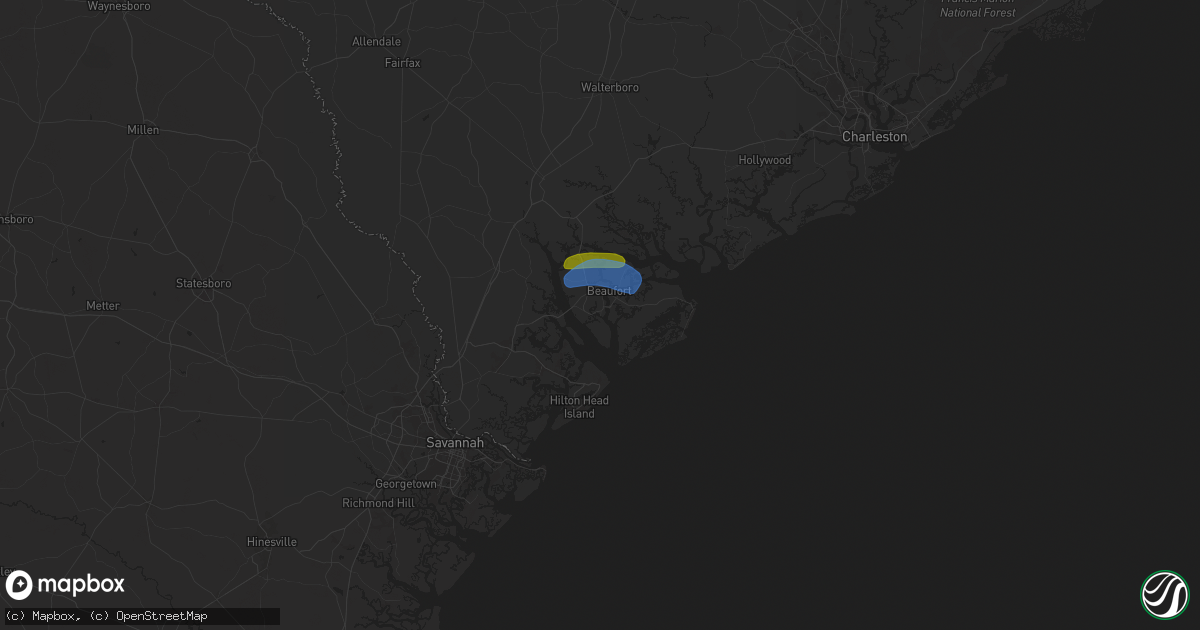 Hail map in Beaufort, SC on April 21, 2024