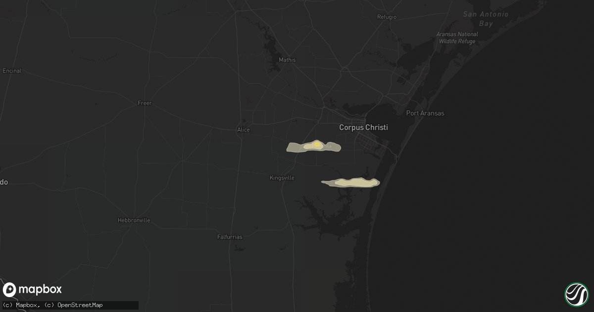 Hail map in Bishop, TX on April 21, 2024