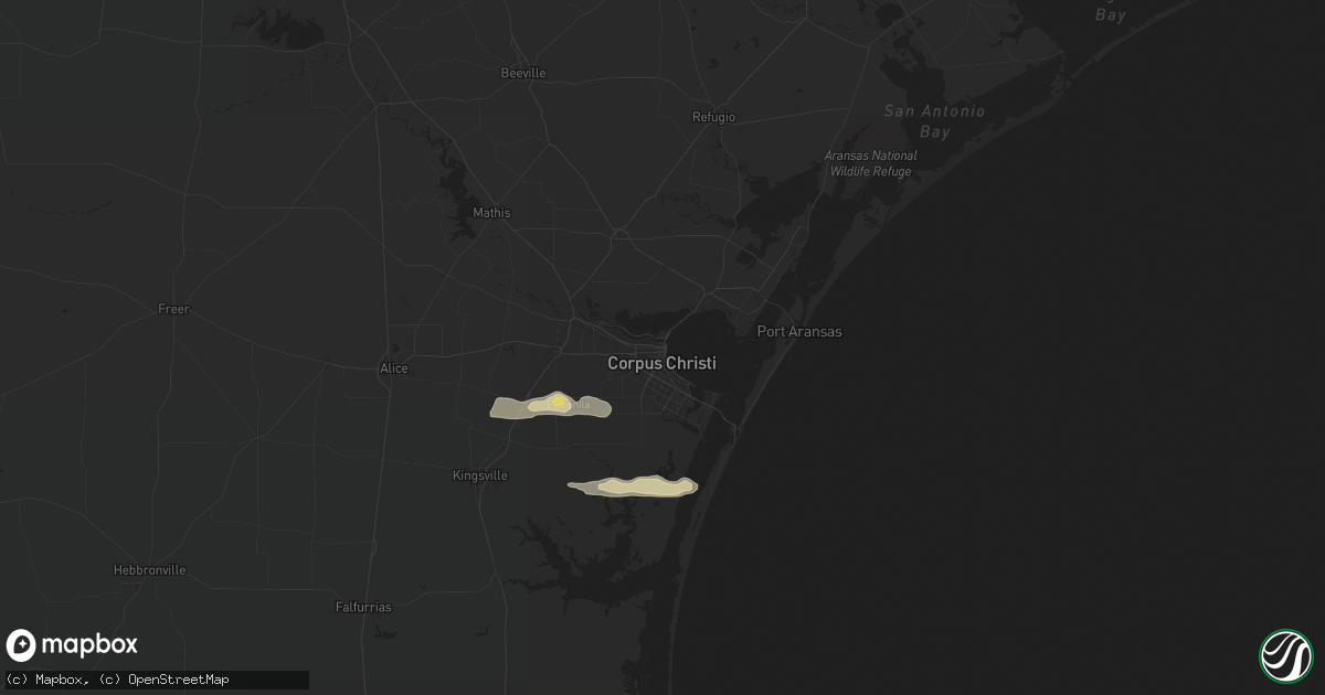 Hail map in Corpus Christi, TX on April 21, 2024