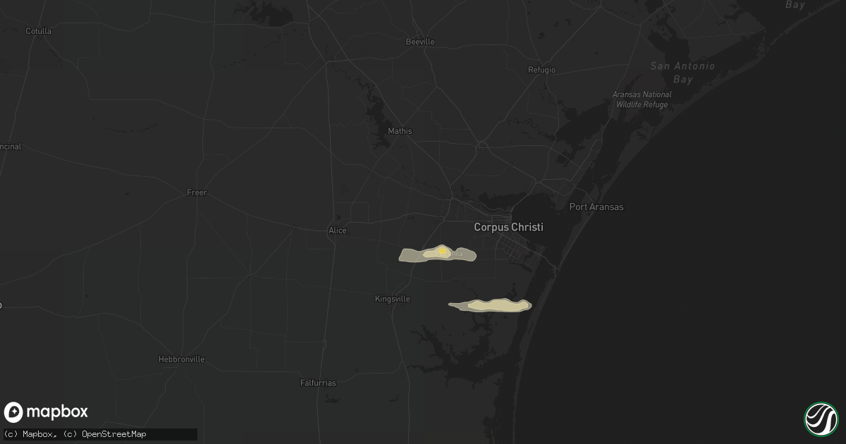 Hail map in Robstown, TX on April 21, 2024