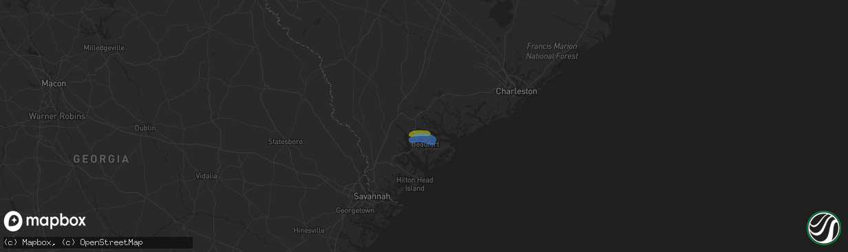 Hail map in Seabrook, SC on April 21, 2024