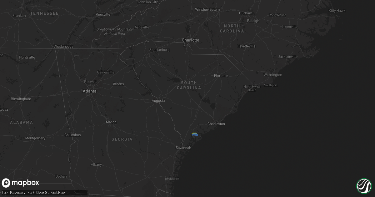 Hail map in South Carolina on April 21, 2024