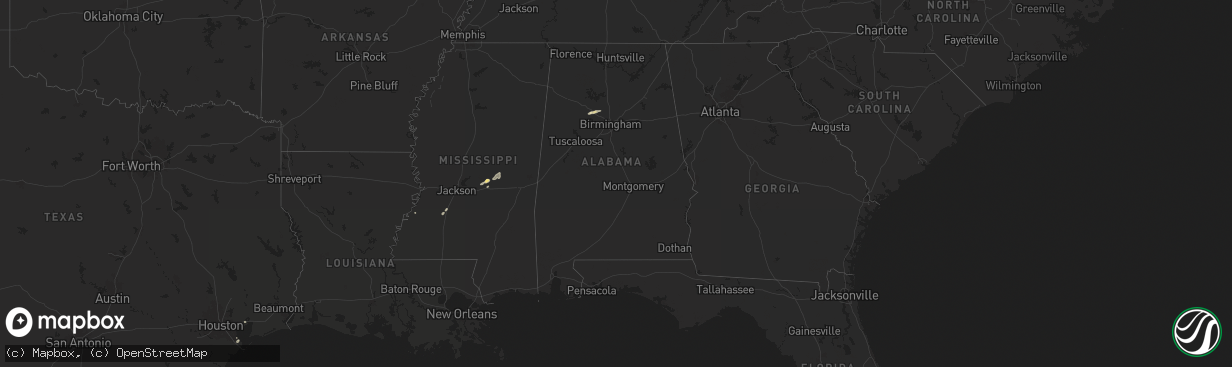 Hail map in Alabama on April 21, 2025