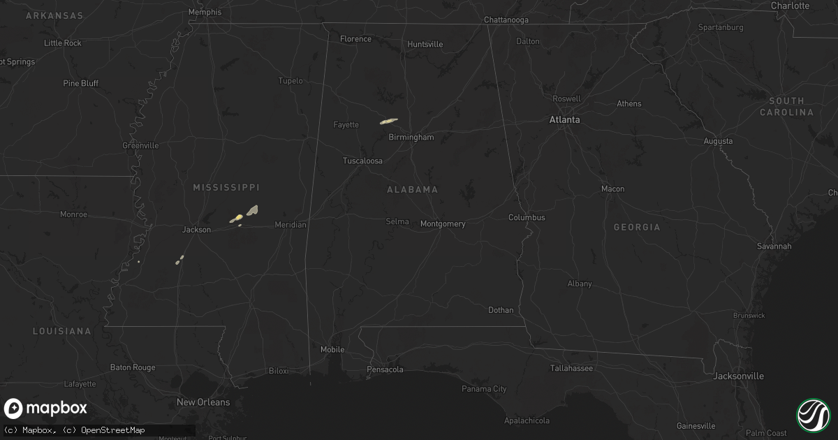 Hail map in Alabama on April 21, 2025