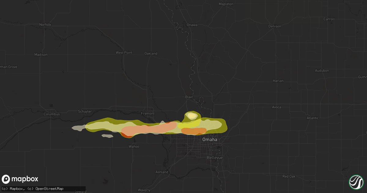 Hail map in Blair, NE on April 21, 2025