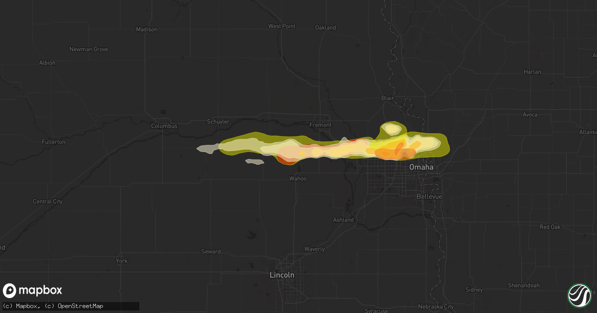 Hail map in Colon, NE on April 21, 2025