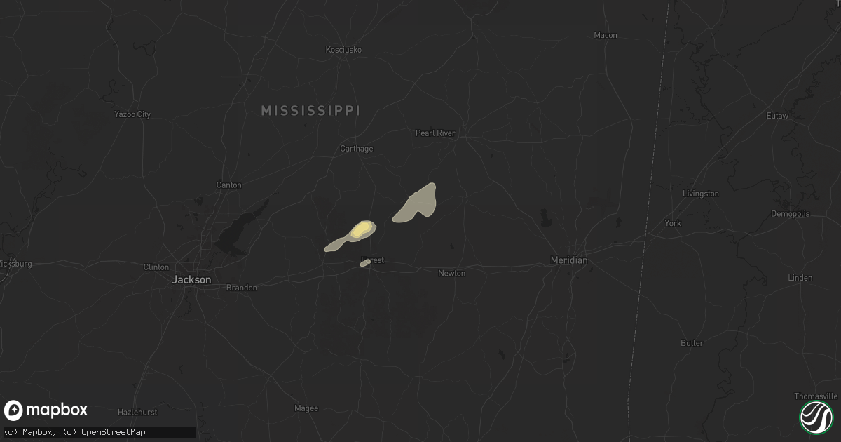 Hail map in Conehatta, MS on April 21, 2025