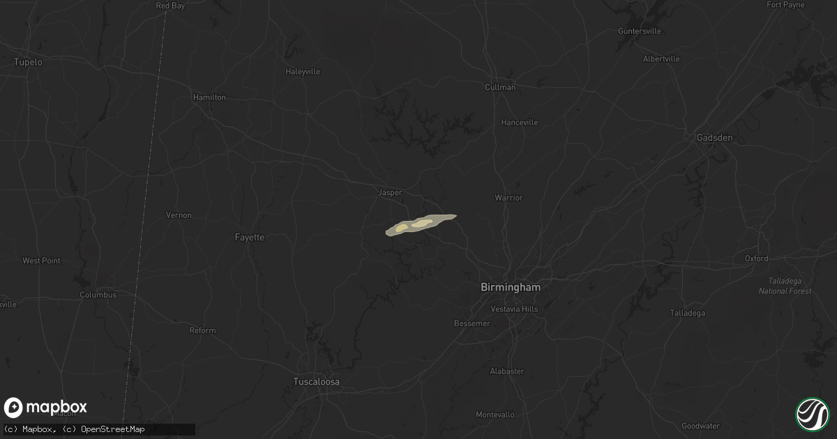 Hail map in Cordova, AL on April 21, 2025