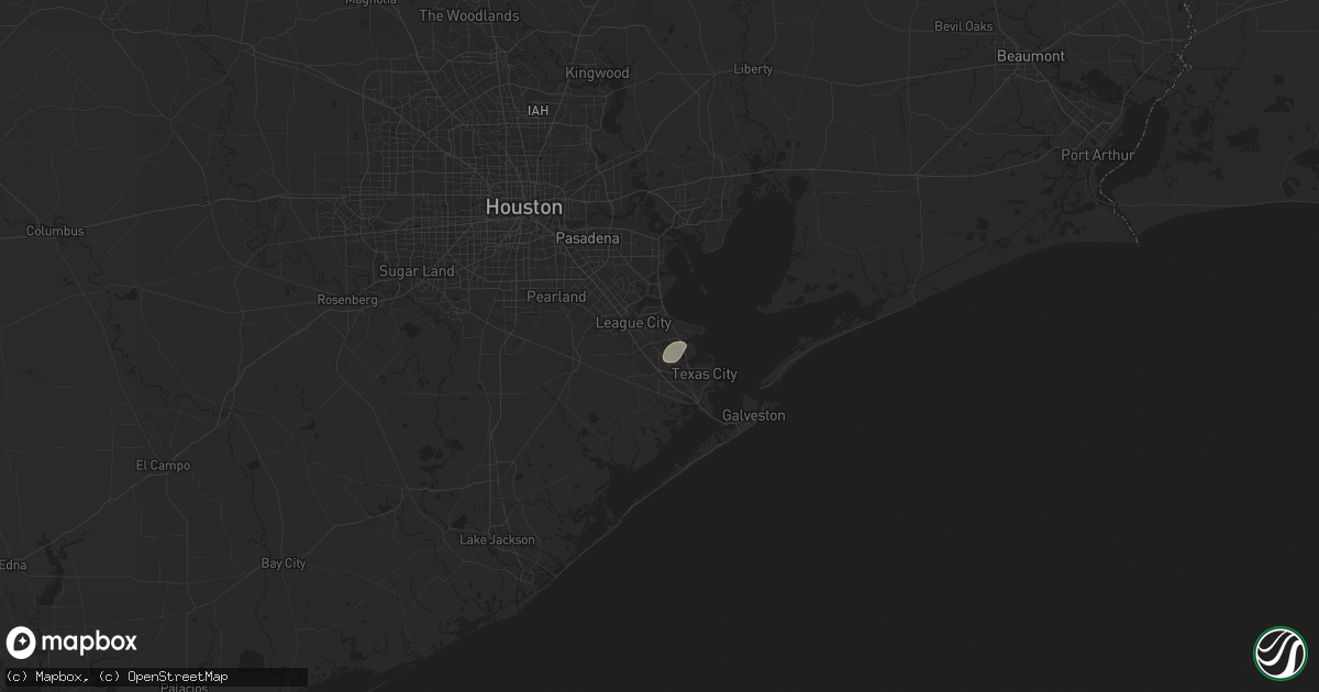 Hail map in Dickinson, TX on April 21, 2025