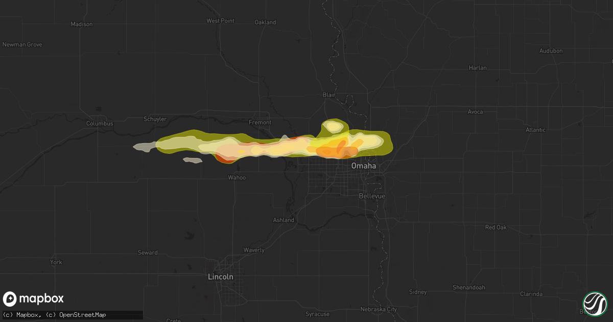 Hail map in Elkhorn, NE on April 21, 2025