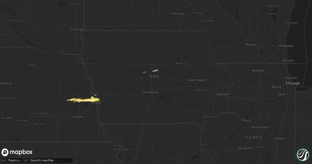 Hail map in Iowa on April 21, 2025