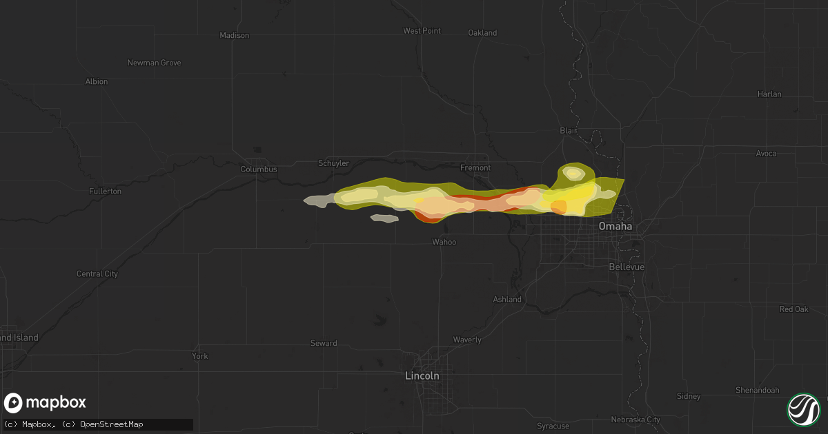 Hail map in Malmo, NE on April 21, 2025