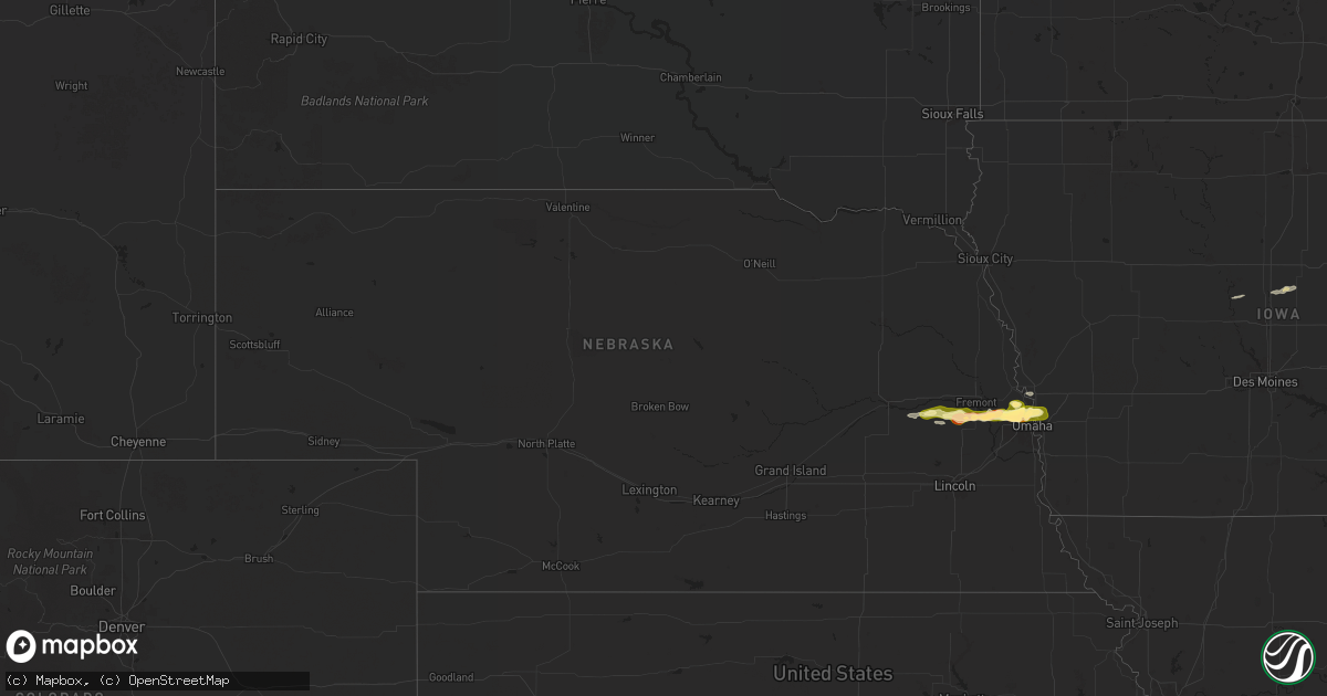 Hail map in Nebraska on April 21, 2025