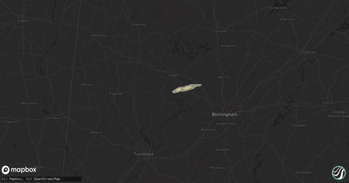 Hail map in Parrish, AL on April 21, 2025