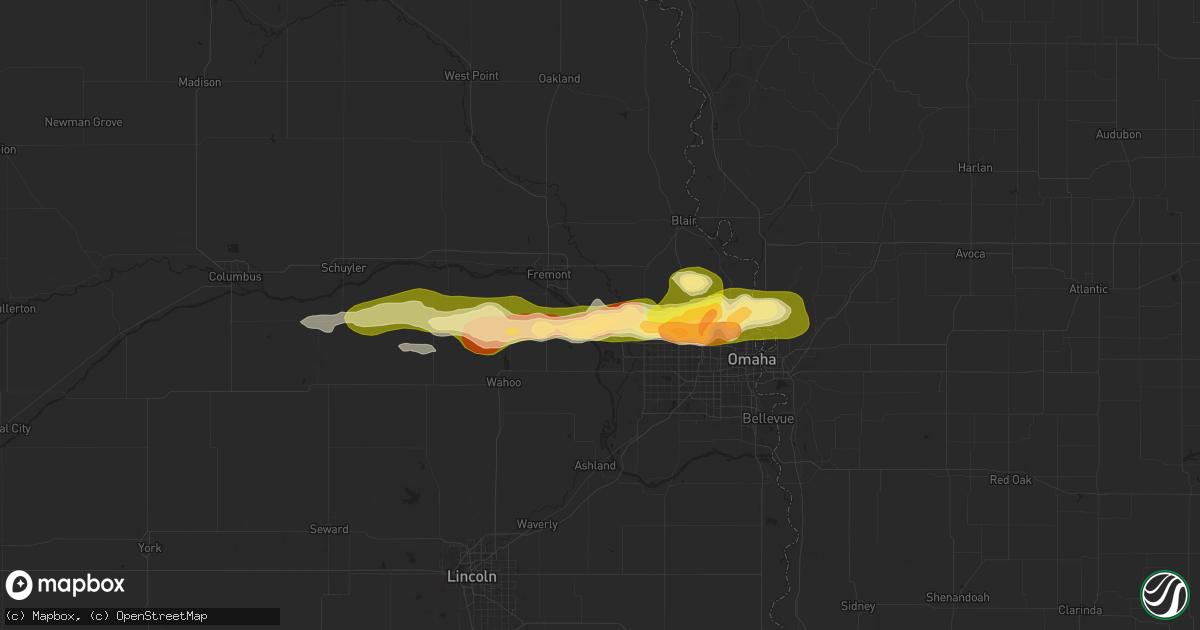 Hail map in Valley, NE on April 21, 2025